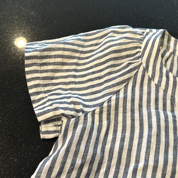 JCREW 100% Linen White and Blue Striped Tunic Blouse Size Medium - Picture 5 of 7